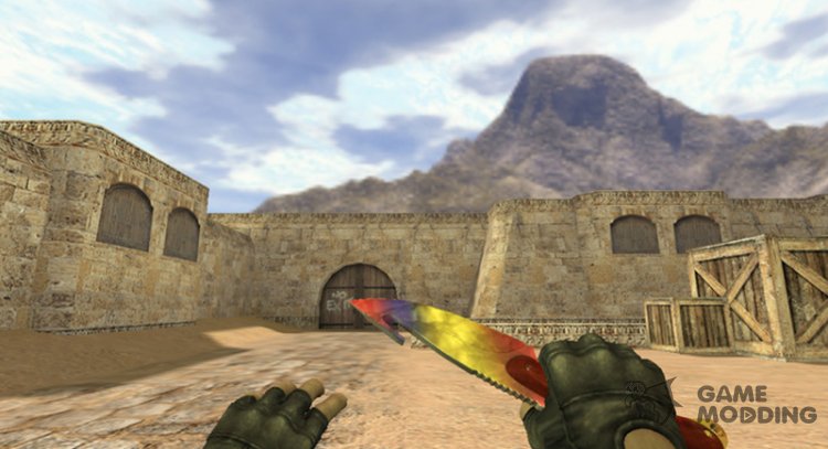 A knife with a blade-hook Marble gradient for Counter Strike 1.6