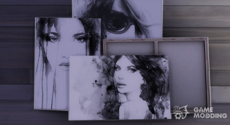 Watercolour Portraits Canvases for Sims 4