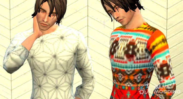 Geometric Long Sleeve Shirt para Sims 4