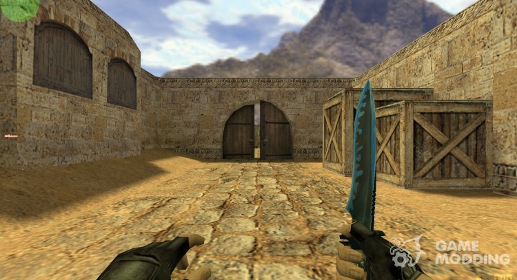 Knife w/ Blue Splat and Wooden Handle for Counter Strike 1.6