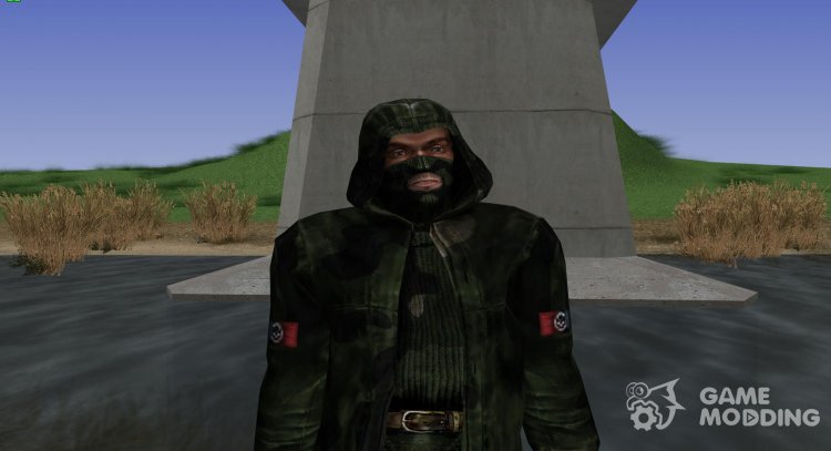 A member of the group the Avengers in a cloak of S. T. A. L. K. E. R V. 3 for GTA San Andreas