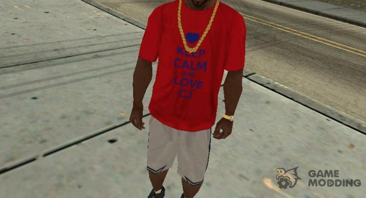 Сохраняйте спокойствие и любовь CJ футболку для GTA San Andreas