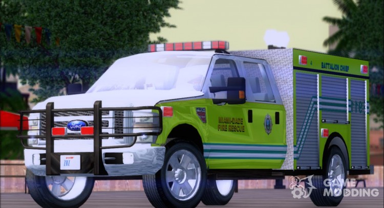 Ford F350 XLT Super Duty Miami Dade Fire Department Batalion Chief 12 для GTA San Andreas