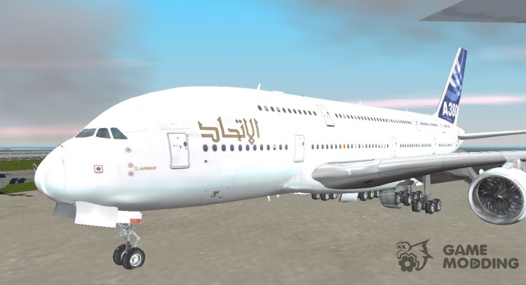 Airbus A380-800 F-WWDD Etihad Titles для GTA 3