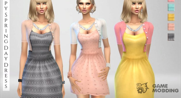 Happy Spring Day Dress para Sims 4